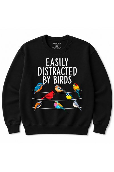 Rabona Fashion Easily Distracted by Birds – Φούτερ με θέμα τα πολύχρωμα πουλι...