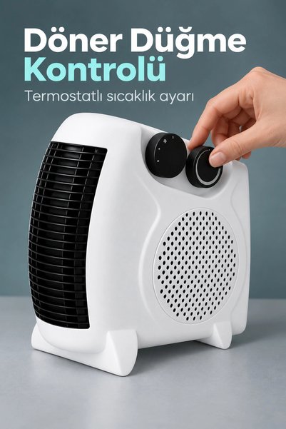 Eco Lounge Termostatlı Fanlı Isıtıcı Çift Düğmeli Kontrol Tasarımı