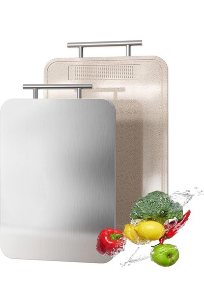 Generic Titanium Cutting Board, Double Sided Pure Titanium and Wheat Straw PP...