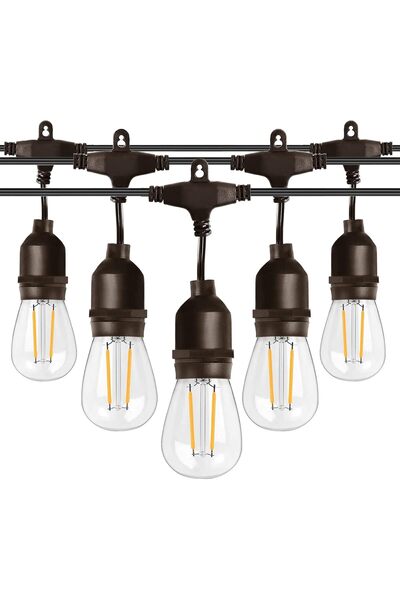 GENERAL 49FT Outdoor String Lights Mains Powered with 15+1 2W S14 Bulb