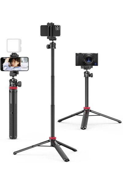 Generic MT-44 Extendable Phone Tripod, 59" Selfie Stick Vlog Stand with 2 in ...