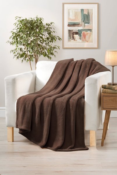 Pierre Cardin Wellsoft Καφέ κουβέρτα τηλεόρασης Softy με ζακάρ μοτίβο