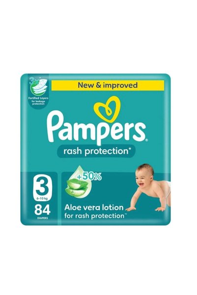 Pampers Rash Protection Taped Diapers, Size 3, 6-10kg,Giant Pack, 84 Count
