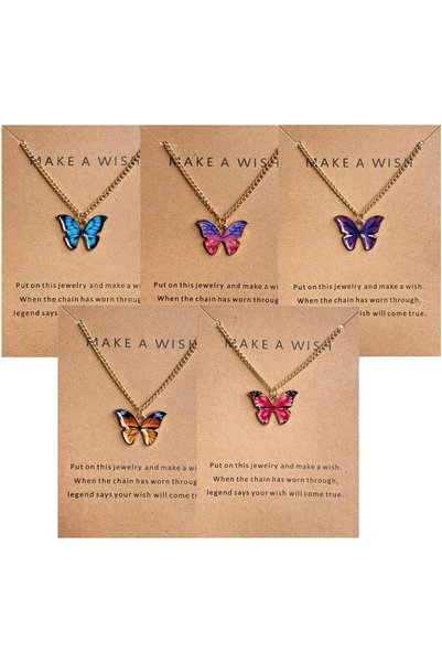 Generic 5-Piece Butterfly Pendant Necklace Set, Jewelry Necklaces, Adjustable...
