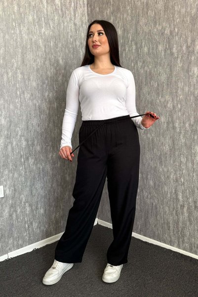ModaPlaza Women's Plus-Size Wide-Leg Linen Pants