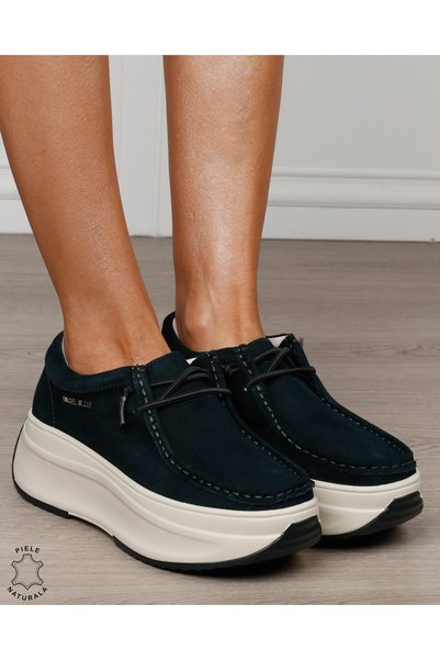 ANGEL BLUE Pantofi casual damă din piele naturală cu talpa inalta 4cm