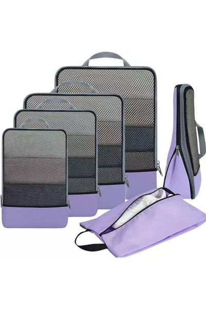 EXCEFORE 6 Piece Travel Compression Packing Cubes Set, Expandable Lightweight...
