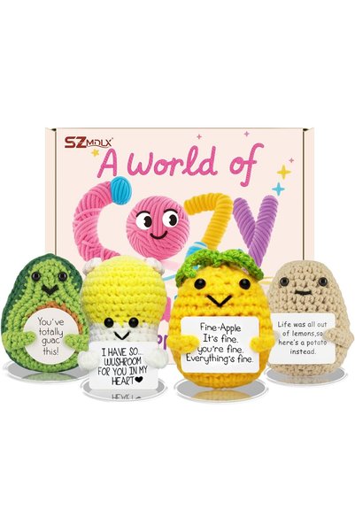 Generic 4Pcs Positive Crochet Potato Set with Stands, Emotional Support Veget...