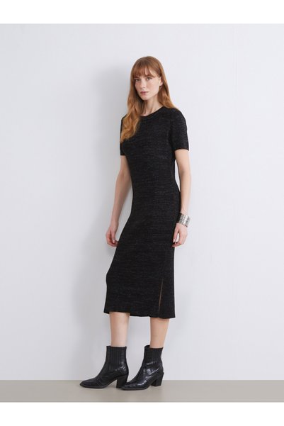 LC Waikiki LCW Comfort Black Knit Dress, Featuring the ALITA CITY Touch