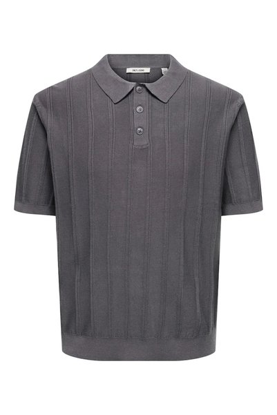 Only & Sons Gray Men's Sweater 22036558 Onsthijs Rlx Ss Polo Knit