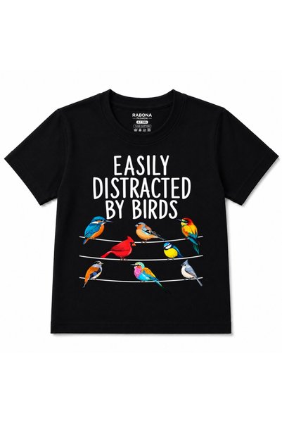 Rabona Fashion Easily Distracted by Birds – Children's T-Shirt Featuring Colo...