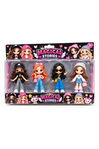 odjas Set 4 Figurine Magical Stories – Păpuși Miniaturale cu Ținute Colorate,...
