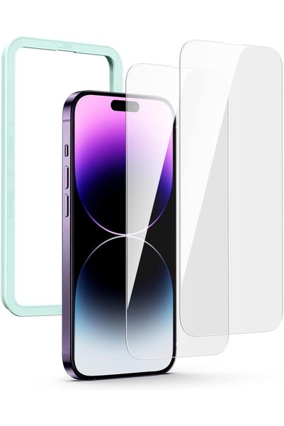 Generic 2 حزمة لواقي شاشة iPhone 14 Pro Max من الزجاج المقسى الشفاف