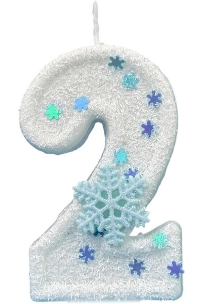 Generic شموع عيد ميلاد على شكل ندفة ثلج بيضاء، شموع أرقام بتصميم فيلم "Frozen...