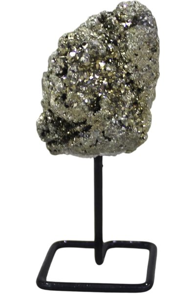 Generic Latas Natural Pyrite Crystal Stone on Metal Stand Raw Pyrite Cluster ...
