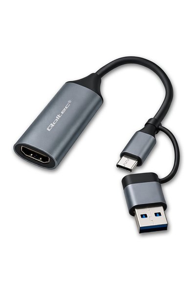 Qoltec Adaptor USB C USB A HDMI 4K 30Hz aluminiu