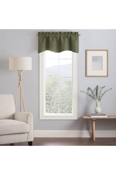 Generic Kendall Modern Scalloped Valance Rod Pocket Window Curtain for Kitche...