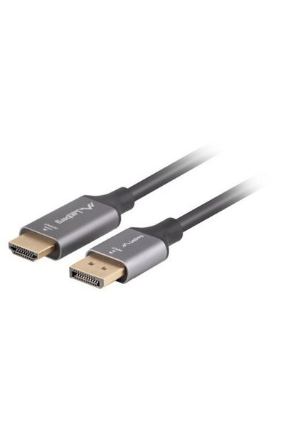 Lanberg Cablu Displayport(M)-HDMI(M) 1.8M 4K, negru și argintiu