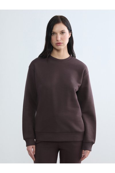 LC Waikiki TWO MT SHOP QUALITY LCW EVERYDAY Brown Oval-Neck Women's Thick Swe...