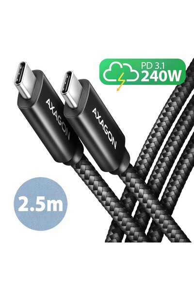 Axagon Cablu BUCM2-CM25AB 240W USB-C USB-C, 2,5m 5