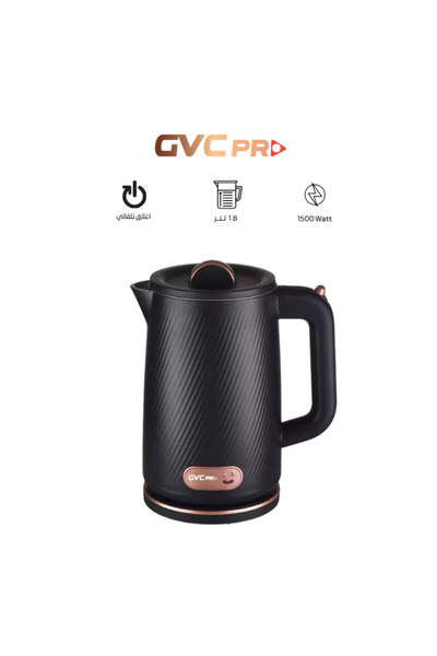 GVC PRO جي في سي برو غلاية كهربائية جدار مزدوج 1.8 لتر الجوهرة أسود - GVCKT-3...