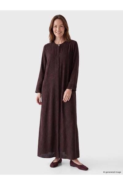 LC Waikiki TWO MT SHOP QUALITY LCW Grace Brown Jacquard Patterned Long Abaya