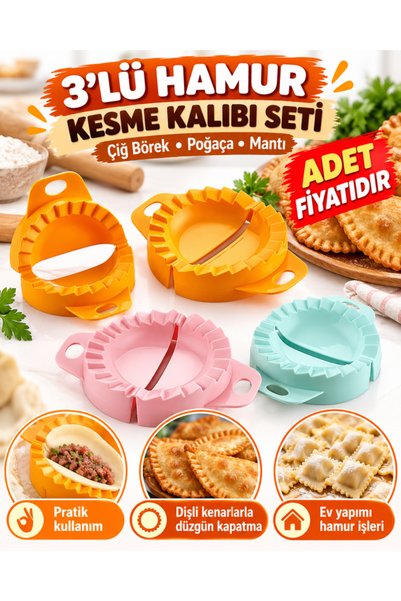 NW NessiWorld 3-Piece Raw Pastry Cookie Dough Ravioli Cutting Mold Apparatus