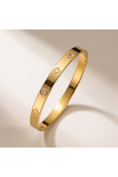 Tessero Bratara dama eleganta Clover Diamond din otel inoxidabil placat cu au...