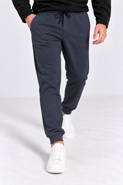 COMBİNE MİCHAİL Men's Elastic-Waist Charcoal Grey Jogger Pants