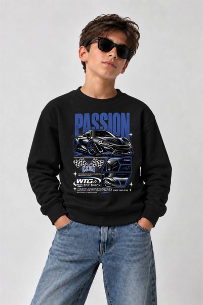 YUNAYT Printed Crew-Neck Sweatshirt for Boys