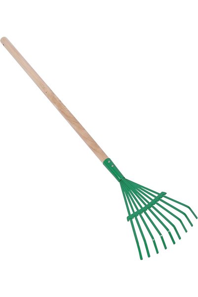 Generic Plastic Rake with Wooden Handle -9 Teeth Green- Lightweight Design wi...