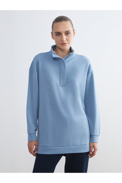 LC Waikiki TWO MT SHOP QUALITY LCW EVERYDAY Blue Mock Neck Women's Sweatshirt...