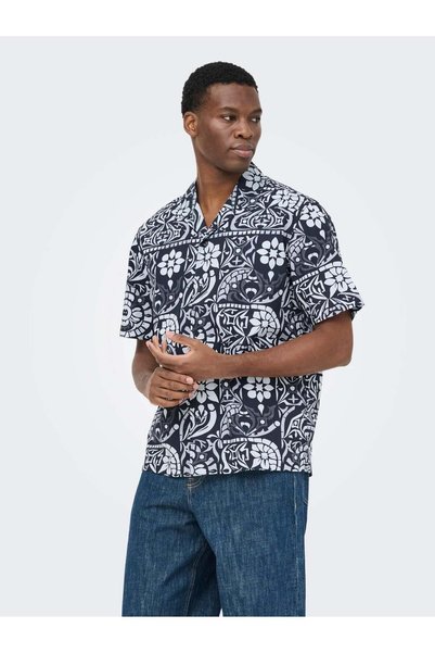 Only & Sons Onswhite Resort Reg SS Shirt Men's Shirt Blue (22037244)
