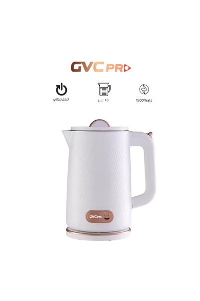 GVC PRO جي في سي برو غلاية كهربائية 1.8 لتر بلاستيك أبيض - GVCKT-3655H