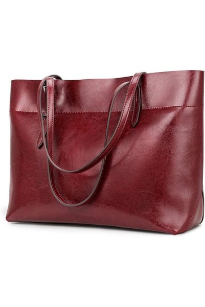Kattee Vintage Genuine Leather Tote Shoulder Bag for Women Satchel Handbag wi...
