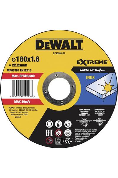 Dewalt Disc de tăiere DT43908-QZ 180 mm 1 buc. Metal, oțel inoxidabil, DT4390...