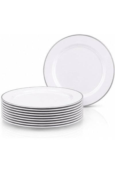 Generic Premium White Disposable Plastic Serving Plates | Elegant Plastic Pla...