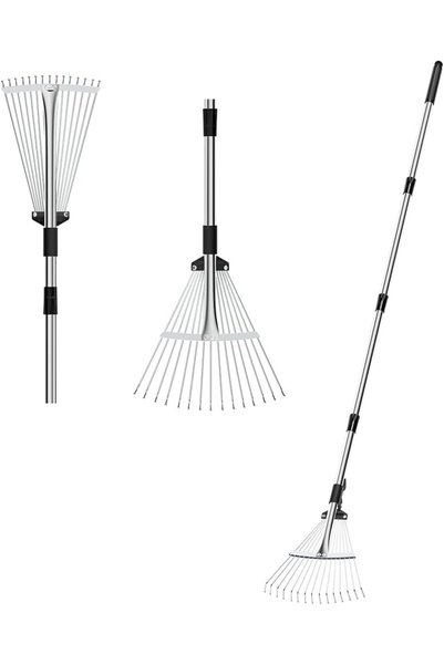 Generic HASTHIP® Garden Rake, 5.6ft DIY Assembly Stainless Steel 15-Teeth Law...