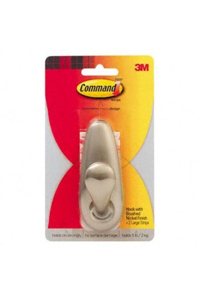 COMMAND Forever Classic Large Metal Hook FC13-BN, Brushed Nickel - Adhesive W...