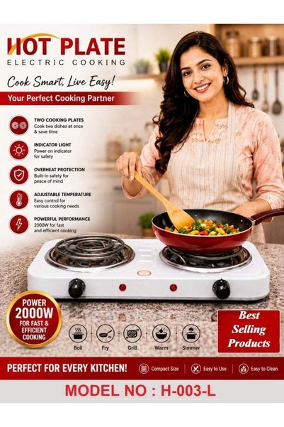 Generic Electric Double Burner Hot Plate 2000W, Portable Cooking Stove with T...