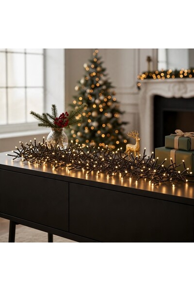 Ornament24 Instalatie de Craciun cluster cu 768 LED, 9 metri, alb cald, exter...