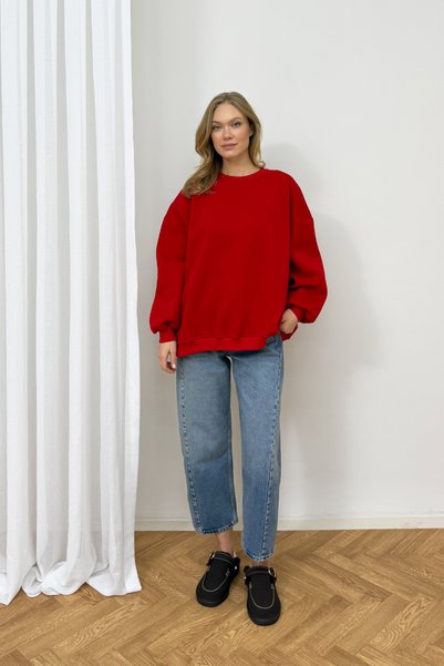 Melike Tatar Brushed Inside Three-Ply Sweatshirt with Ribbing 102-2762