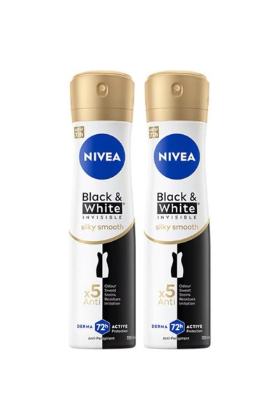 NIVEA 2x ΣΥΣΚΕΥΑΣΙΑ Σπρέι Αποσμητικού Invisible Black & White Silky Smooth, 2...
