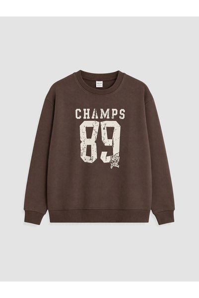 LC Waikiki LCW Kids Brown 3-Thread Printed Standard & Regular Boys' Sweatshir...