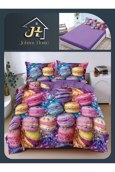 CasaDesteapta.ro Double bed linen, Duvet cover 200x230 cm with colorful macar...