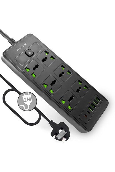 NECOMI 12 in 1 Universal Power Strip with USB C, Extension Cord with 6 Wide A...