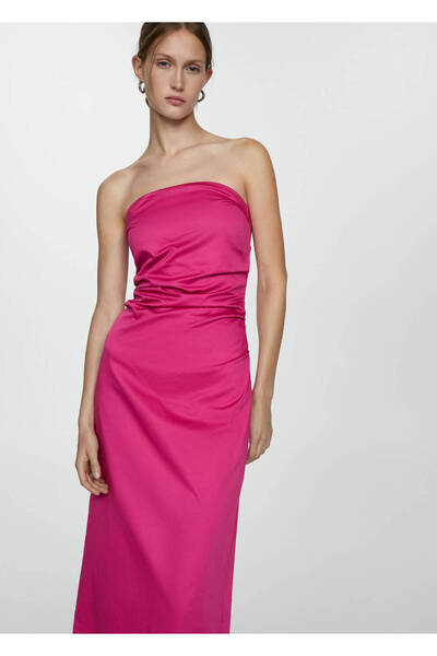 MANGO Woman Draped Strapless Dress