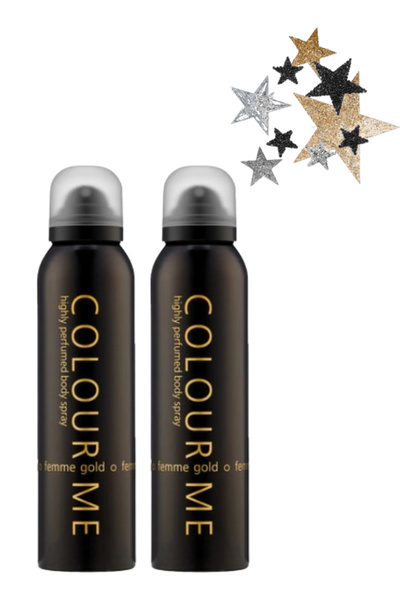 Colour Me عبوتان من بخاخ الجسم العطري الفاخر ذهبي اللون للنساء
