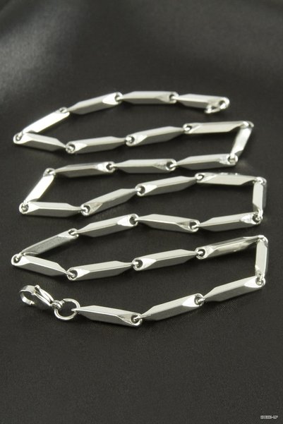 ZERO LAND SVL-SHOP Checked Luxury Steel Necklace (205340) Silver Color