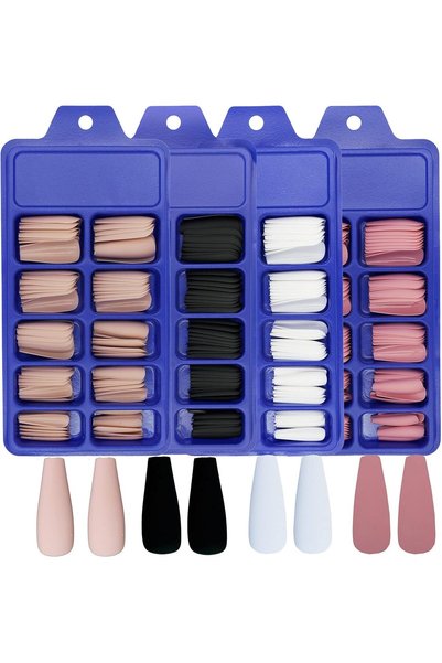 TERRIFI 400pc Long Press on Nails Matte Coffin Ballerina Full Cover Fake Nail...